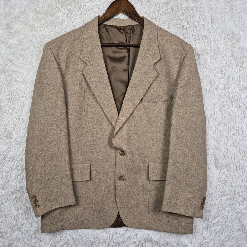 Vintage‎ Levis Action Suit Mens 44S Tan Sta-Prest 2 Piece Blazer Pants Set